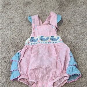 Smocked Whale bubble sun suit